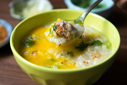 Image for Thai Rice Soup With Pork-Cilantro Meatballs