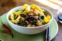 Stir-fried Rice With Amaranth or Red Chard and Thai Basil