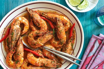 Pan-Roasted Shrimp With Mezcal, Tomatoes and Arbol Chiles