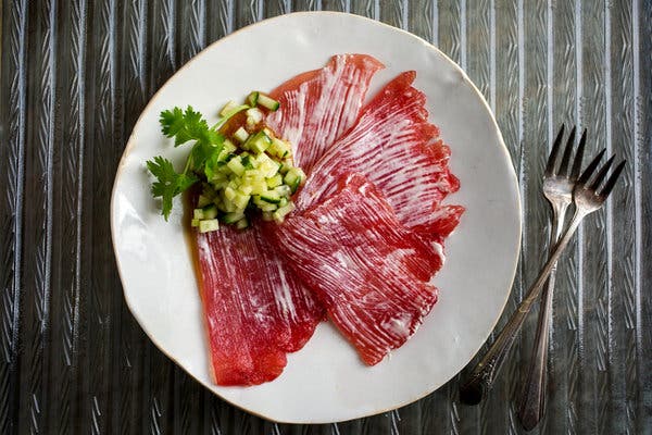 Salmon or Tuna Carpaccio with Wasabi Sauce