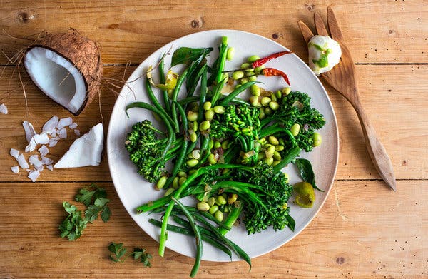 Broccolini and Edamame Salad With Coconut