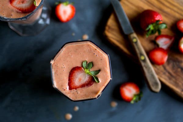 Frozen Strawberry-Coconut Smoothie With Pomegranate Molasses