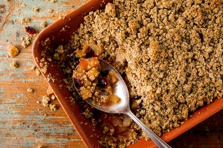 Gluten-Free Apple, Pear and Cranberry Pecan Crumble