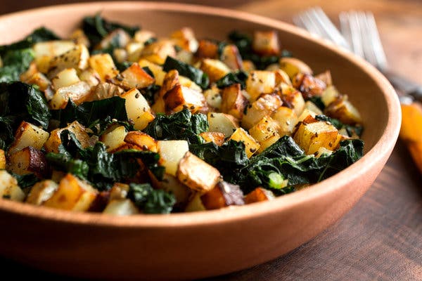 Sautéed Potatoes With Black Kale and Nigella