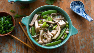 Image for Noodle Bowl With Soba, Enoki Mushrooms, Sugar Snap Peas and Tofu