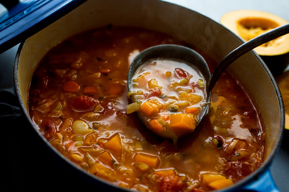 Minestrone with Giant White Beans and Winter Squash