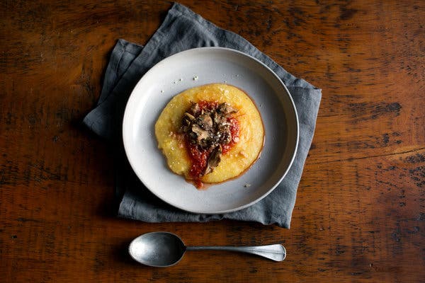 Polenta With Wild Mushrooms and Marinara Sauce