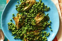 English Peas With Grilled Little Gems, Green Garlic and Mint