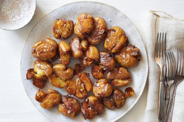 Smashed and Fried Potatoes