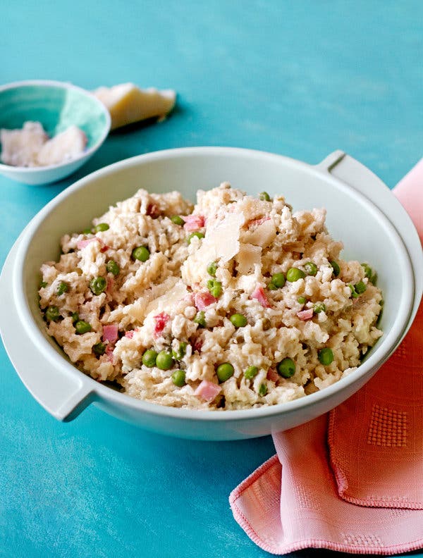 Creamed Rice With English Peas and Country Ham