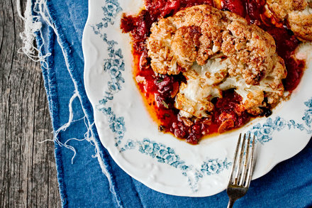 Image for Whole Pot-Roasted Cauliflower With Tomatoes and Anchovies