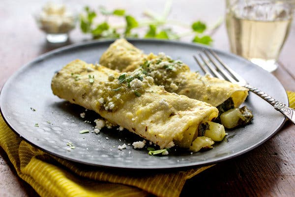 Greens and Chayote Enchiladas With Salsa Verde