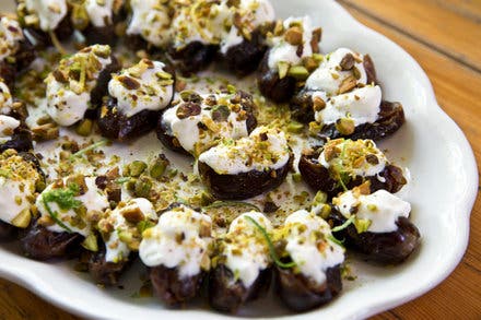 Yvonne Maffei’s Dates With Cream and Chopped Pistachios