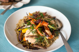 Image for Sameh Wadi’s Wheat Berries With Carrots, Harissa Yogurt and Dates