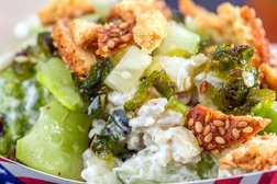 Image for Spicy Smashed Cucumbers With Lime, Honey and Croutons