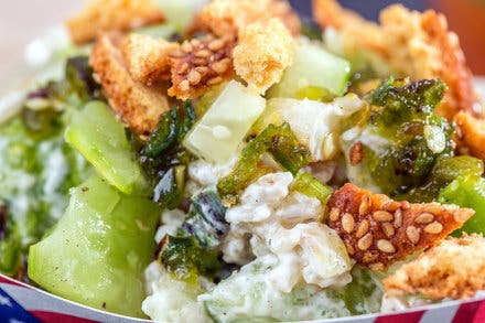 Spicy Smashed Cucumbers With Lime, Honey and Croutons