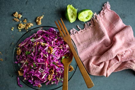 Red Cabbage, Cilantro and Walnut Salad
