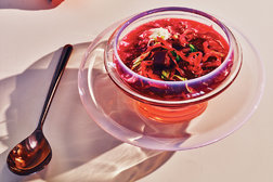 Image for Chilled Beet-and-Sauerkraut Soup With Horseradish and Crème Fraîche