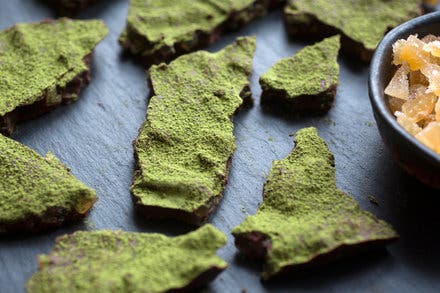 Chocolate Ginger Bark With Green Tea Powder