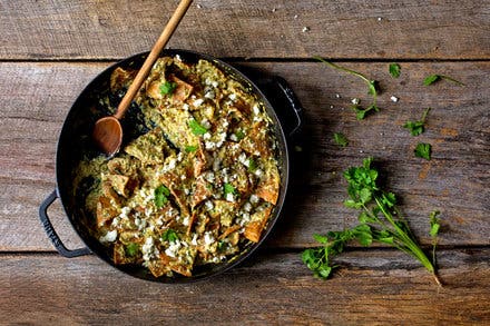Green Chilaquiles With Eggs
