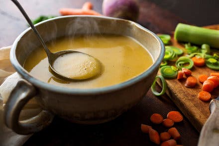 Winter Vegetable Soup With Turnips, Carrots, Potatoes and Leeks