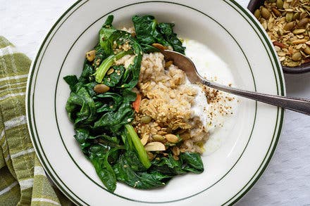 Savory Oatmeal With Greens and Yogurt