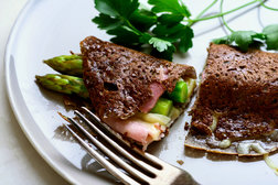 Image for Buckwheat Crepes With Asparagus, Ham and Gruyère