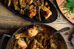 Image for Braised Chicken With Artichokes and Olives