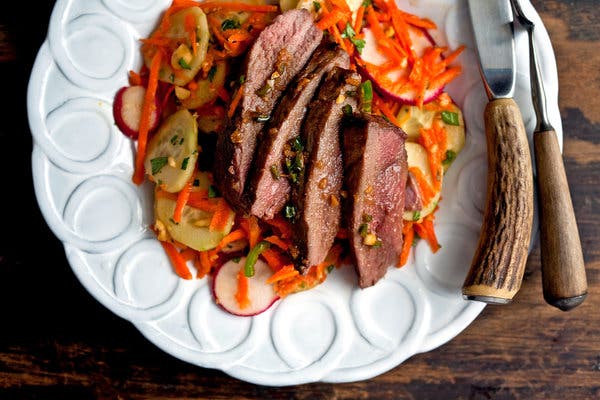 Vietnamese Grilled Duck Salad With Cucumber, Radishes and Peanuts