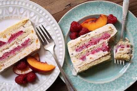 Peach-Raspberry Ice Cream Cake