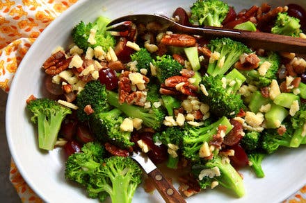 Broccoli Salad With Cheddar and Warm Bacon Vinaigrette