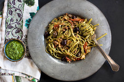 Image for Fettuccine With Merguez and Mint Pesto