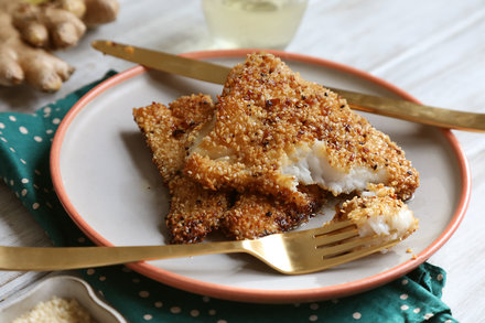 Image for Sesame-Crusted Fish With Butter and Ginger Sauce