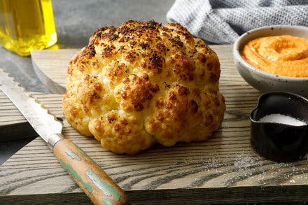 Whole Roasted Cauliflower With Romesco