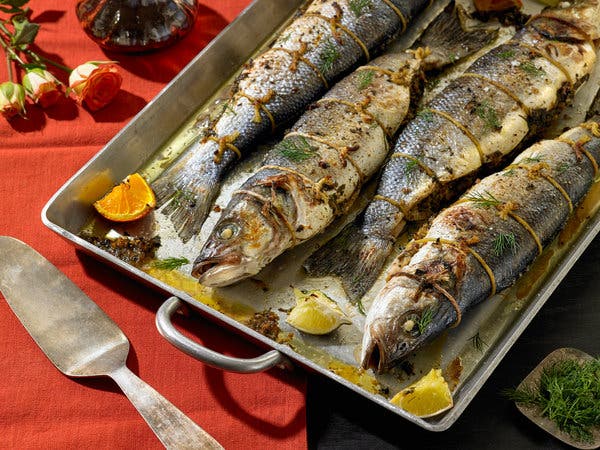 Fish Stuffed With Herbs, Walnuts and Pomegranate