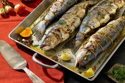 Fish Stuffed With Herbs, Walnuts and Pomegranate