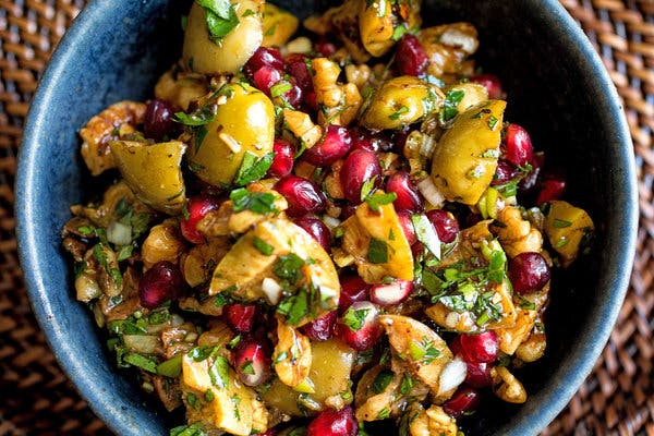 Cracked Green Olive, Walnut and Pomegranate Relish