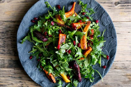 Roasted Carrot Salad With Arugula and Pomegranate