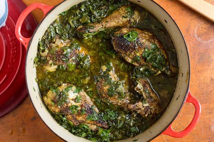 Chicken With Eggplant and Swiss Chard