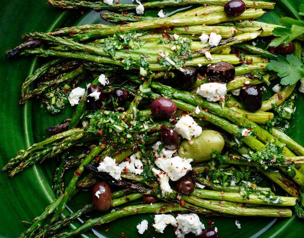 Charred Asparagus With Green Garlic Chimichurri