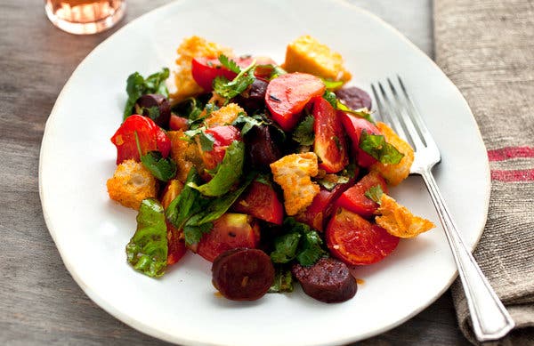 Tomato Bread Salad With Chorizo and Herbs