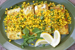 Image for Grilled Halibut With Indian Spices and Corn Relish