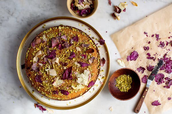 Pistachio and Rose Water Semolina Cake