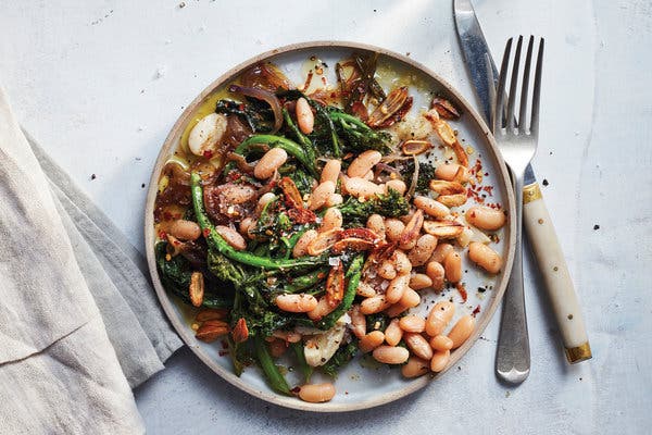 Pressure Cooker Garlicky Beans With Broccoli Rabe