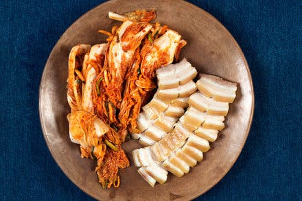 Napa Cabbage Kimchi With Steamed Pork Belly