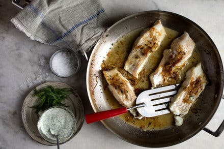 Quick-Braised Cod With Herbed Yogurt