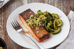 Image for Salty-Sweet Salmon With Ginger and Spicy Cucumber Salad