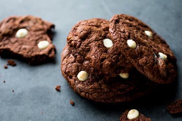 Chocolate Cookies With White Chocolate and Cherries