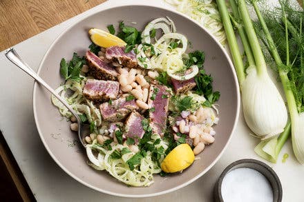 Seared Tuna, White Bean and Fennel Salad