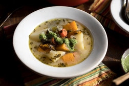 Image for Peruvian Cheesy Potato Soup With Spicy Herb Sauce